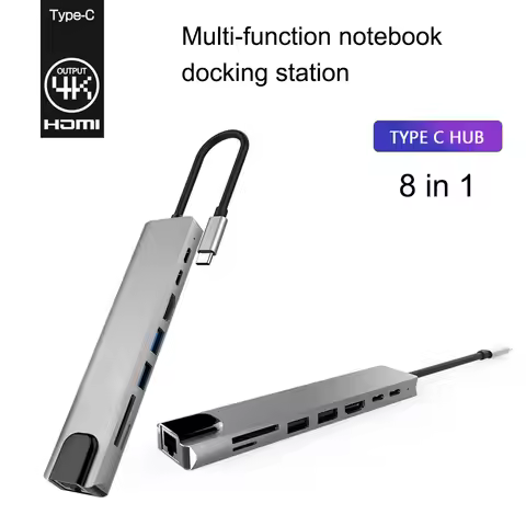 Typec to HDMI docking station computer, Switch game console, USB to 100Mbps Ethernet port, 8-in-1 do