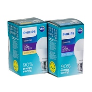 Philips 5w (ราคาต่อ1หลอด) หลอดไฟแอลอีดีฟิลิปส์ LED รุ่น Essential หลอดไฟ หลอดกลม หลอดขั้ว E27 ของแท้