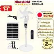 Nineshield solar rechargeable fan, large rechargeable fan with 2 bulbs and rechargeable battery pane