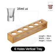 ATAS BAR ACRYLIC WOODEN SHOT TRAY Set 6 12 Holes Bamboo Wood Liquor Glass Spirit Tequila Whisky Whis
