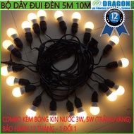 Kèm bóng kín nước - Bộ đui đèn ngoài trời trang trí 5m hay 10m kèm 10 đui - 15 đui - 20 đui loại chố