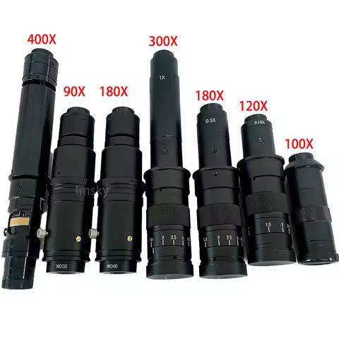 Adjustable 100X 180X 150X 120X 300X 400X 90X Zoom C Mount Lens 0.7X~4.5X M42 Auxiliary Objective Len