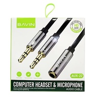 BAVIN AUX22 Earphone Stereo Microphone Audio Splitter Cable Computer Jack 3.5mm 1 Male to 2 Female