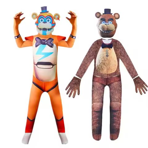FNAF Halloween Costume for Kids Five Nights Freddyed Jumpsuit Cosplay Nightmare Bonnie Fnaf Freddy A