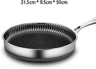 SUS304 Stainless Steel Honeycomb Nonstick Cooking Frying Pan 304内外蜂窝双面屏煎盘玻璃盖 30CM
