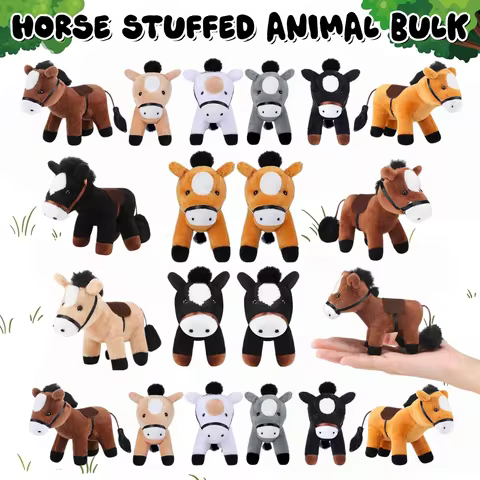 12-48Pack Horse Stuffed Animal Bulk Horse Toys Horse Plush Adopt A Horse Party Favor Stuffed Horse M