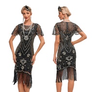 1920s Flapper Dress Plus Size S4XL Women's Fashion Vintage Great Gatsby Color Sequin Tassel 20s Part