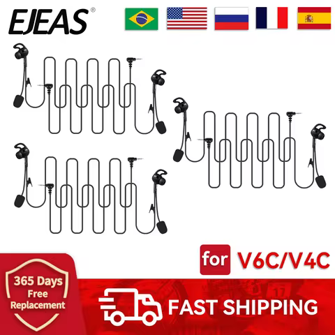6/3/1PCS EJEAS V6C/V4C/FBIM Football Referee Hands Free Headset 3.5mm Interface In-ear Left/Right Ea