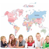 Wallpaper Photo Cartoon World Map Background Wallpaper Children's Room Sticker Hiasan Dinding Bilik 