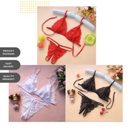 2 in 1 Set Sexy Lingerie Sleepwear Nightwear Underwear Bra and Panties T-back Lace | Pakaian dalam s