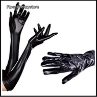 [FF] Stretch PU Leather Skinny Long Glove Punk Ro Hip Hop Jazz Disco Dance Gloves [TH]
