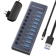 10-Port USB3.0 HUB Ten-Port HUB Docking Station with Independent Switch 12V Power Charging USB Split