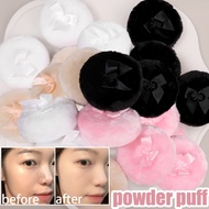 3Pcs Bow Round Plush Powder Puff - Plush Makeup Sponge - Wet And Dry, Ultra Soft, Fluffy - For BB Cr