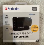 Verbatim GAN II PD 200W 3PD+1QC 3.0 UK Plug Charger 66703