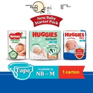 One hundred percent healthy Huggies Newborn baby (NB / S) Diapers - Dry / AirSoft / Naturemade (x3/4 packs)