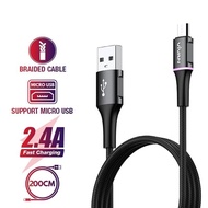 Kabel data Vivan VDM200 Micro Usb Data Cable LED Light Android 200CM 2.4A