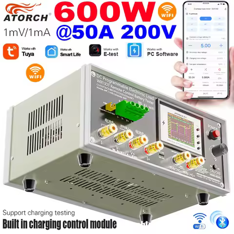 BW-600W-DK WiFi 200V 50A DC Electronic Load Tester High-Accuracy Resolution Battary Capacity Monitor