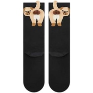 Dog-Themed Fuzzy Ball Socks - Cotton Crew Socks for Dog Lovers