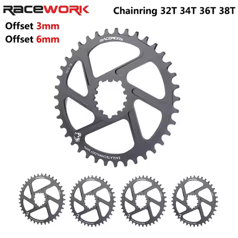 RACEWORK MTB Chainring 3/6mm Offset 32/34/36/38T Mountain Bike Wide Narrow Teeth Chainwheel Bicycle 