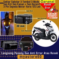 (BISA COD) Sakelar Saklar 3 Tombol 3 Mode Sen Kiri Sen Kanan + Tombol Sen Hazard 30 MM Sepeda Motor 