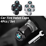 [Ready Stock]4pcs/set BMW Universal Aluminum Alloy Car Motor Tire Valve Stem Caps with Free Wrench T