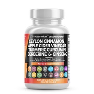 GlucoDefend Ceylon Cinnamon Apple Cider Vinegar Berberine ACV Turmeric Supplement Capsules Pills Cle