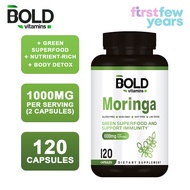 Bold Vitamins Moringa Leaf 1000mg Supplement (120 Caps) Green Superfood Vitamins and Minerals EXP03/