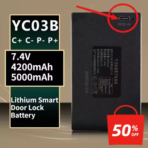 7.4V 4200mAh-5000mAh Lithium Smart Door Lock Battery for YC04B YC03B YC04A YC03A YC04C YC03C YC04E Y