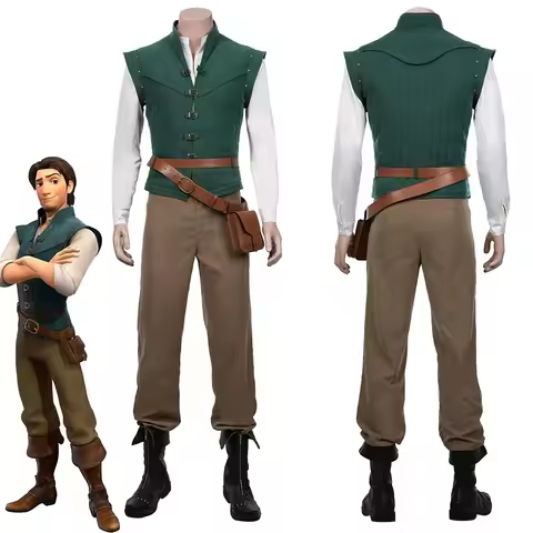 Potdemiel Disney Anime Flynn Rider Tangled Rapunzel Cosplay Costume Adult Carnival Uniform Halloween