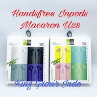 Macaron U28 Stereo Earphone Handsfree Macaron U28 Handsfree/ - White