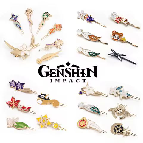 23 Styles Genshin Impact Hair Clips Pin for Women Yae Miko Keqing Venti Hutao Cosplay Headwear Sweet