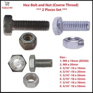 M8 Hex Head Bolt, 5/16" Hex Screw and Nut, Seat Post Bolt, Handlebar Stem Bolt