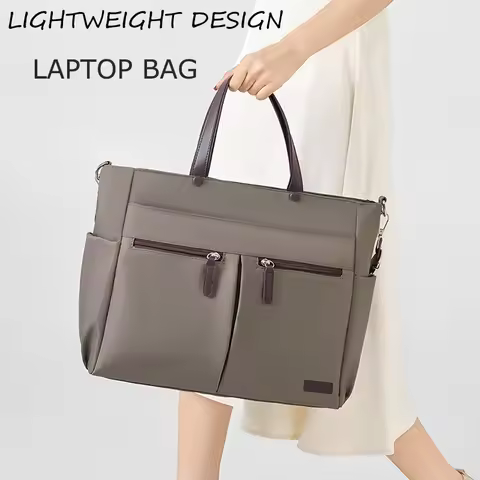 [ Laptop Bag ] Nylon casual ladies' laptop bag, daily commuting briefcase, lightweight double main p