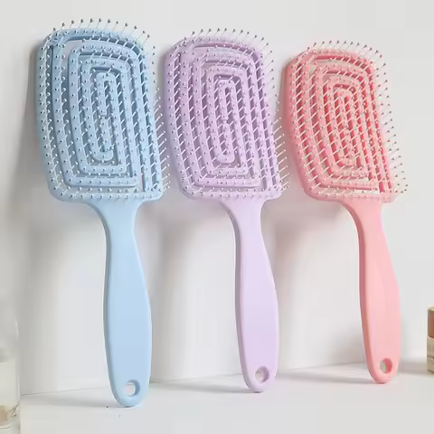 Large Arch Air Cushion Massage Comb Hollow Ribbed Styling Brush for High Crown Volume Detangling Pad