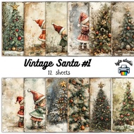 12 Sheets Vintage Santa 1 | byte studio | Cardstock Craft Paper Journal Stationery