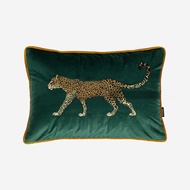 LIVING Inc. Velvet Embroidered Pillow Luxury Sample Room Living Room Sofa Cushion Dark Green Color H