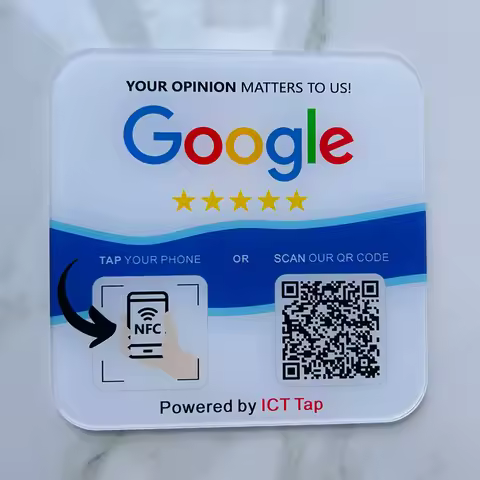 Custom Google Review Sign Acrylic Social Media QR Code Plate NFC One Tap Contactless Scan QR Code Ge