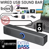 【ขายดีที่สุด】ซาวด์บาร์ ซาวด์บาร์ แบบมีสาย ลำโพงสเตอริโอ9D BASS ซับวูฟเฟอร์ไฮไฟ ลำโพงซาวด์บาร์แบบมีสายอันทรงพลังลำโพงรอบทิศทางสเตอริโอ 9D Bass Speaker Stereo USB Wired Connection Speaker  Portable Wired AUX Multimedia USB Speaker