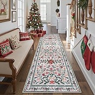 Lahome Christmas Kitchen Runner Rugs 2.5x8, Washable Carpet Runners for Hallway 8ft, Botanical Narro
