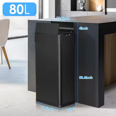 21.1 Gal Automatic Trash Can, 80L Stainless Steel Motion Sensor Garbage Bin, Touchless Brushed Waste