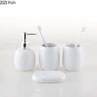 ✇ White Ceramic Bathroom Supplies Mouth Cup and Soap Dispenser Set Toilet Brush Northern Europe Home Bathroom Accessories Set