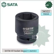 Socket 3/ 4" 34522 DR.6pt Metric Impact Socket 34 MM SATA