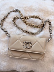 [95 New]Chanel 19 Wallet on Chain/WOC Mini Beige米色