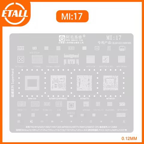 Amaoe MI17 BGA Stencil Reballing For Xiaomi M4 M3 Pro X3GT Redmi Note 10/11/11E/12 Pro 700 810 900 1