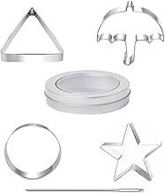 Luxshiny Korean Dalgona Sugar Candy Making Tools 6pcs Korean Squid Traditional Game Cookies Cutters Umbrella Star Triangle Round Biscuits Molds Baking Clay Diy Molds with Tin Case