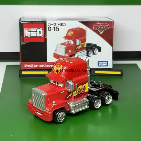 Original Authentic Tomy Tomica Cars C-15 Mack Truck Cab & Trailer, Disney Pixar Diecast Vehicle In S