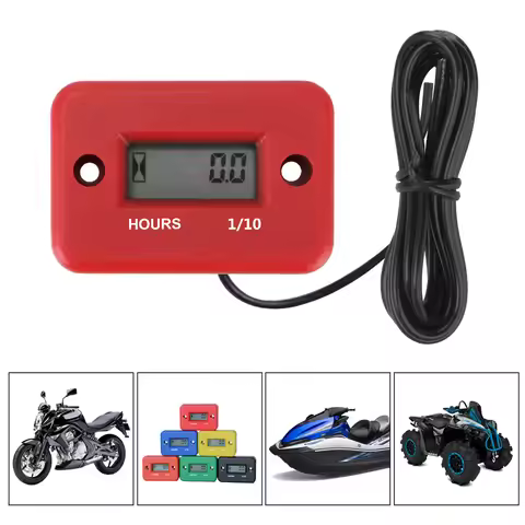 0-9999H Motorcycle Hour Meter Digital Gauge Waterproof Accessories For Oil Chang Valve Spark Plug AT