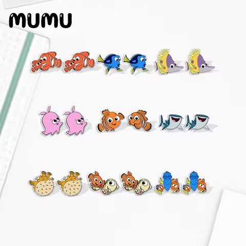 2024 New Dory and Nemo Stud Earring Finding Nemo Epoxy Jewelry Resin Acrylic Earrings Handmade Gifts