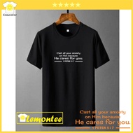 Catholic Christian Spiritual T-Shirt 1 PETER 5 : 7 Distro T-Shirts Men Women Boys Girls Screen Print