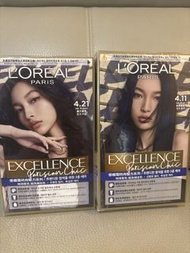 Loreal Paris Excellence Parisian Chic air blue purple dye colour歐萊雅極光霧紫夜幕霧藍色4.21&4.11染髮劑